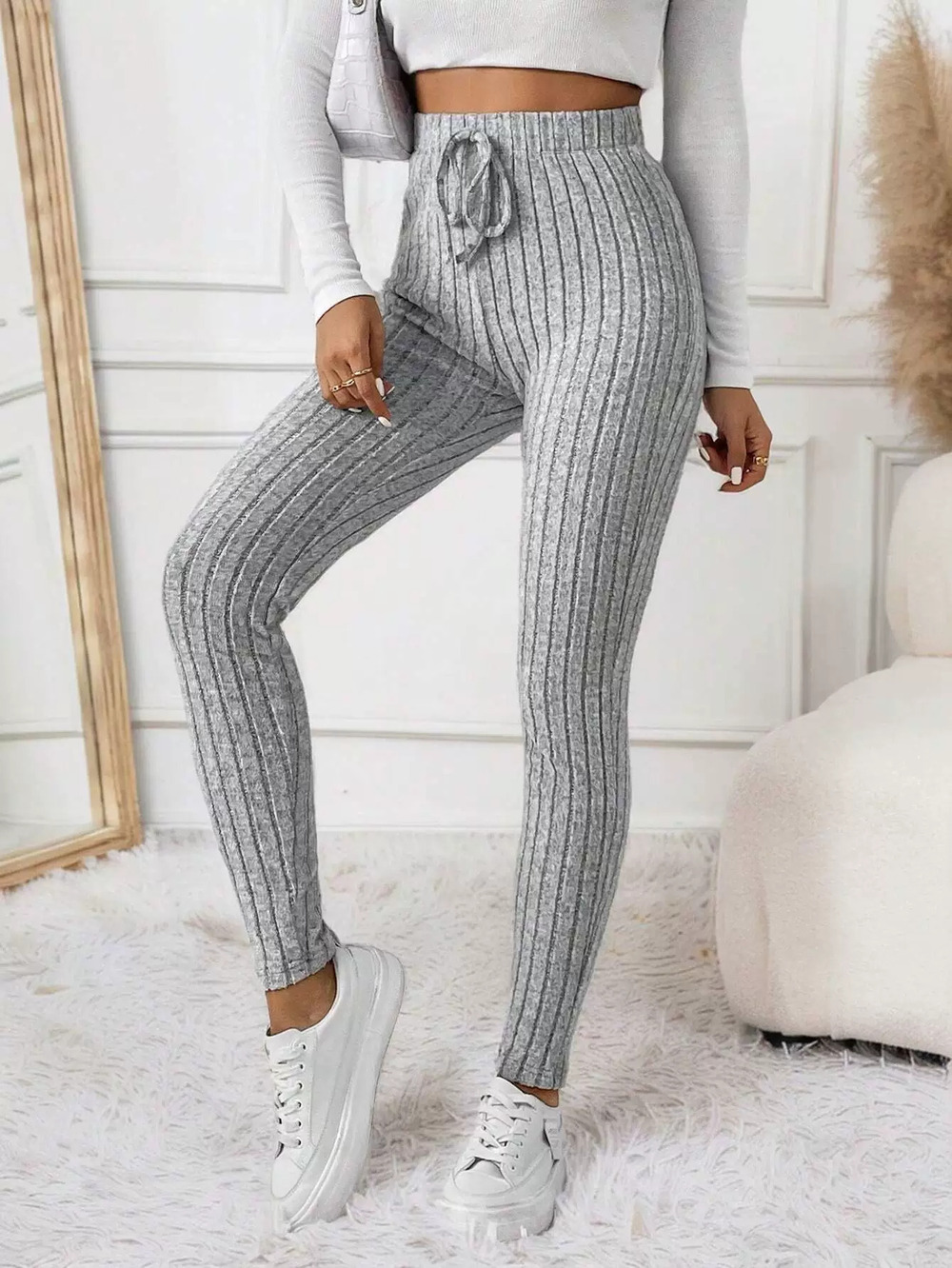 ZARA Basic Fashion Casual Knit Pants Spring Summer Skinny Slim Fit Ankle Length